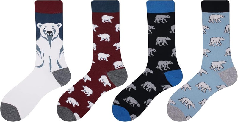 Cansok Men's 2/4 Packs Fun Crazy Novelty Dress Crew Socks - Image 2